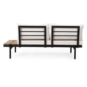 English Elm Christopher Knight Home® - THEO 5-Seater Sectional Sofa Set with Water-Resistant Cream Cushions, Iron Frame & Teak Accents 71399.00L-R-72249.00CRM