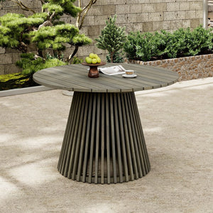 English Elm Christopher Knight Home® - Outdoor Acacia Wood Dining Table - 47.25-Inch Grey Round Patio Table For Stylish Gatherings & Comfort N770P313798G