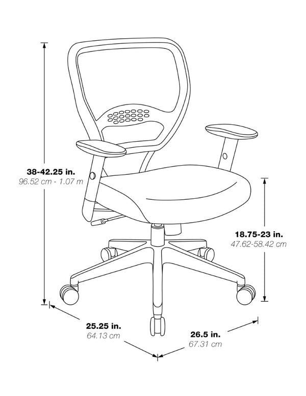 OSP Home Furnishings Professional Mesh Back Manager Chair with Lumbar Support Padded Seat and Synchro Tilt 5500-2M