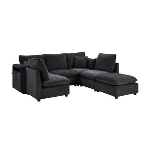 English Elm Swivel Barrel Accent Chair Chenille Tufted Round Club Seat for Living Room Lounge Black N719S002300B
