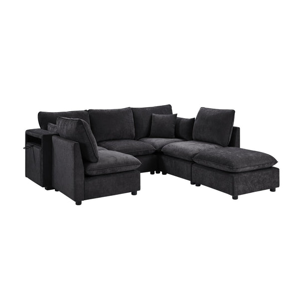 English Elm Swivel Barrel Accent Chair Chenille Tufted Round Club Seat for Living Room Lounge Black N719S002300B