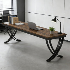 English Elm Computer Desk Two Person Wood Grain Workstation with Drawers for Shared Home Office T3971P453663