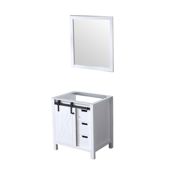 English Elm White Bath Vanity Set With 28 In. Mirror - Stylish 30 In. W Storage Solution For Any Bathroom Style B2731S00522-GIGA