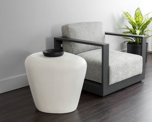Sunpan Corvo Contemporary Side Table - Unique Natural Concrete Design for Indoor & Outdoor Spaces White