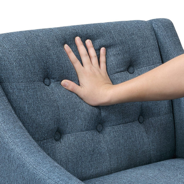 English Elm Contemporary Button-Tufted Accent Chair with Plush Fabric, Curved Arms and Solid Wood Legs for Living Blue 26.5 L x 28.5 W x 22.5 H B011P281834