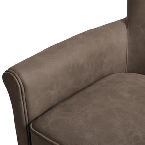 English Elm Westly Faux Leather Swivel Accent Chair with Rolled Arms, 360° Metal Swivel, Coil Spring Comfort Espresso B050P390597