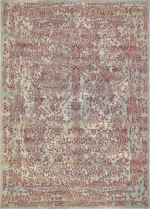 Unique Loom Outdoor Modern Vintage Machine Made Abstract Rug Light Blue, Red/Gray/Beige 8' 0" x 11' 4"