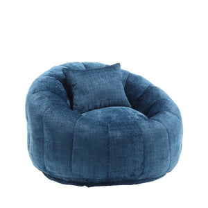 English Elm COOLMORE Extra Large Round Chenille Bean Bag Chair with Deep Seat, High-Density Supportive Sponge Comfort Teal Blue W1539P265267