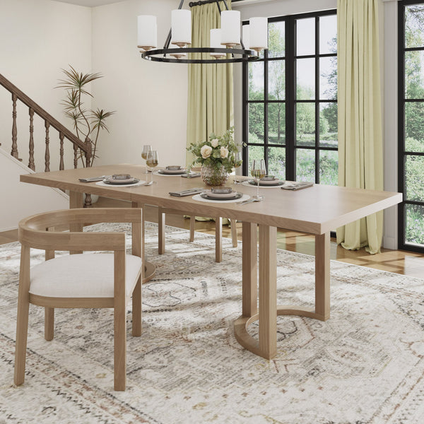 English Elm Christopher Knight Home® - 95 Modern Solid Wood Dining Table with U-Shaped Trestle Base Seats 8, Sleek Rectangular Design Natural Ash N771P195513A