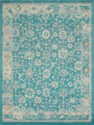 Unique Loom Penrose Krystle Machine Made Floral Rug Turquoise, Beige/Blue/Light Brown 9' 0" x 12' 2"