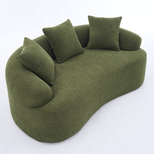 English Elm LY-025S Curved Loveseat Sofa Compact 65" chenille upholstery, 30D foam with spring core, 300lb capacity, 3 pillows, apartment-friendly Antique Green,Green W2231P292604