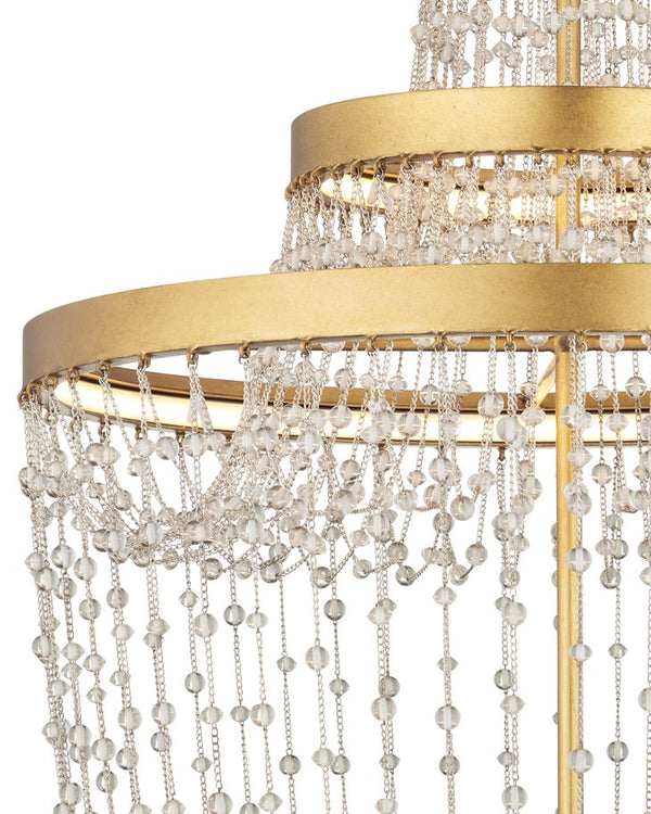Currey & Company Mademoiselle Medium Chandelier - Elegant Glass Bead Design In Gold Leaf Finish For Stunning Ambiance Brass Glass Beads ,Wrought Iron 9000-1305-currey-company