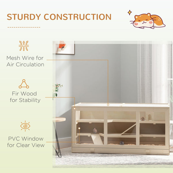 English Elm Pawhut Solid Wood Outdoor Cat House Two Story Shelter with Balcony Asphalt Roof W2225P173815