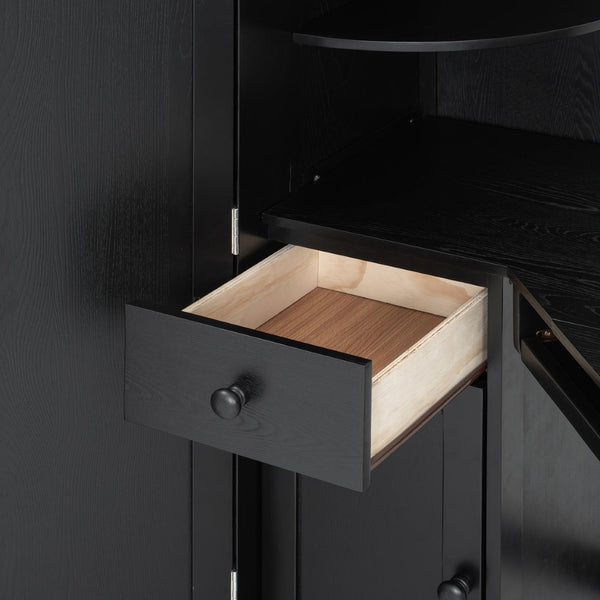 English Elm Twin Loft Bed with Wardrobe Desk Charging Station and Spotlights for Small Rooms Black LT000450AAB
