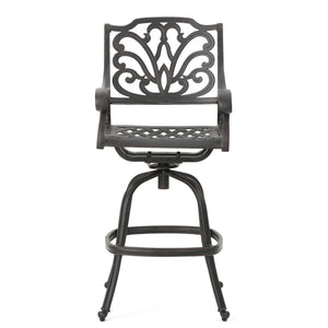 English Elm Christopher Knight Home® - Cast Aluminium Swivel Bar Stool with 360° Rotation, Scrolled Arms, Durable Aluminum Frame for Patio Seating Bronze 59160.00