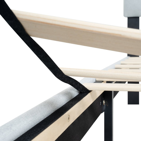 English Elm Queen Upholstered Platform Bed Frame with Button Tufted Linen Headboard, No Box Spring, 600LB Limit, Grey W311P197752