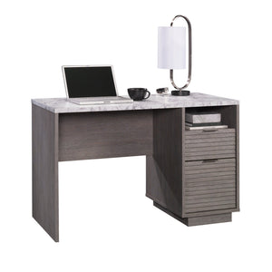 English Elm Desk, Medium Grey Finish – Stylish Space-Saving Design With Organized Storage & Cable Management B356P354468