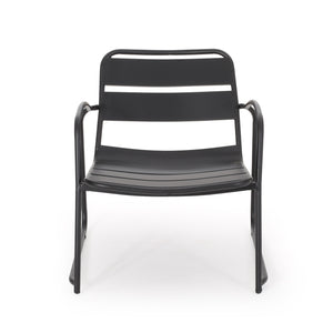 English Elm Christopher Knight Home® - CONRAD Modern Outdoor Chat Set with Powder-Coated Iron Frame, Open Slat Seats for Breezy Comfort Matte Black N775P250736B