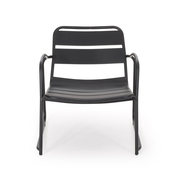 English Elm Christopher Knight Home® - CONRAD Modern Outdoor Chat Set with Powder-Coated Iron Frame, Open Slat Seats for Breezy Comfort Matte Black N775P250736B