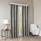 SunSmart Mirage Glam/Luxury Knitted Jacquard Damask Total Blackout Grommet Top Curtain Panel SS40-0019 Charcoal