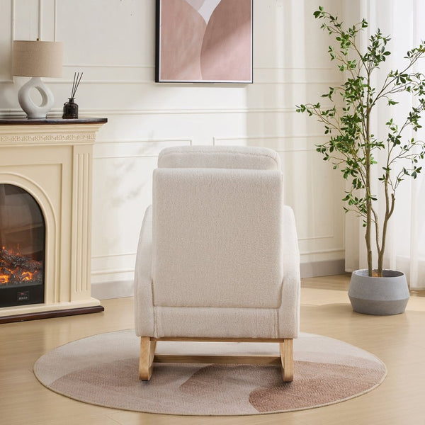 English Elm 27.2"w Wingback Glider Rocker Polyester Nursery Chair with Walnut Rubberwood Base W3188P304604