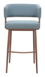 Poise Barstool - Set of 2 Azure Gray & Walnut 110329 Zuo Modern