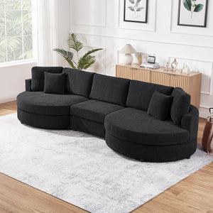 English Elm Christopher Knight Home® - 3-seater Curved Chenille Sofa with Plush 7.5" Seat Cushions and Two Pillows for Stylish Living Black N763S000020B