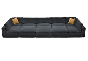 English Elm Coffee Bean Textured Modular Sectional Sofa with Toss Pillows for Modern Living Rooms Dark Gray B2748S00087