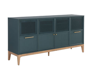 Sunpan Rivero Sideboard - Timeless Teal Oak Design with Ample Storage & Gold Hardware for Stylish Spaces