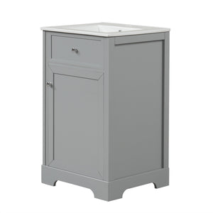 English Elm 20" Bathroom Vanity with Ceramic Sink, MDF Construction, Soft-Closing Door, Storage Rack & Shelf Grey N725P218017E