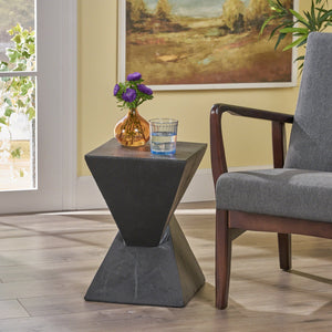 English Elm Christopher Knight Home® - TESS Modern Side Table with Sculptural Hourglass Design, Hand-Finished Accent for Indoor/Patio Spaces Black N770P341402B