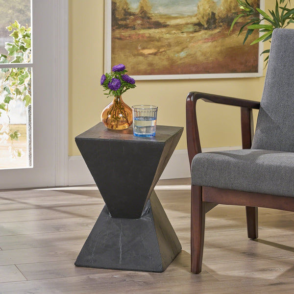 English Elm Christopher Knight Home® - TESS Modern Side Table with Sculptural Hourglass Design, Hand-Finished Accent for Indoor/Patio Spaces Black N770P341402B