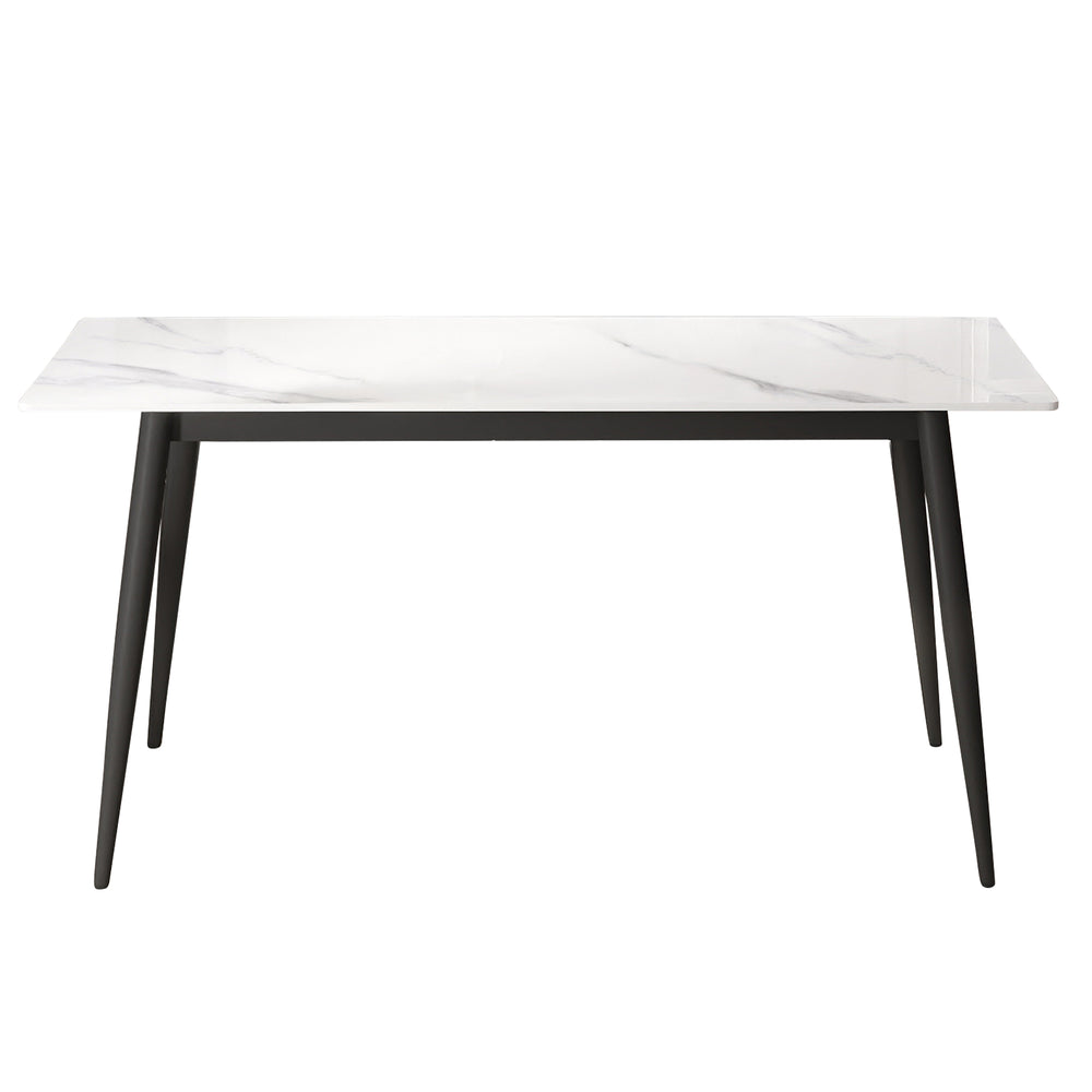 English Elm 62.99" Modern Artificial Stone Dining Table With Black Metal Legs - Seats 6, Sleek & Stylish Design W1535S00494