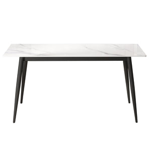 English Elm 62.99" Modern Artificial Stone Dining Table With Black Metal Legs - Seats 6, Sleek & Stylish Design W1535S00494