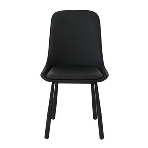 English Elm Modern Nordic Faux Leather Upholstered Dining Chairs Iron Legs Kitchen Set of 2 Black W1535P460712
