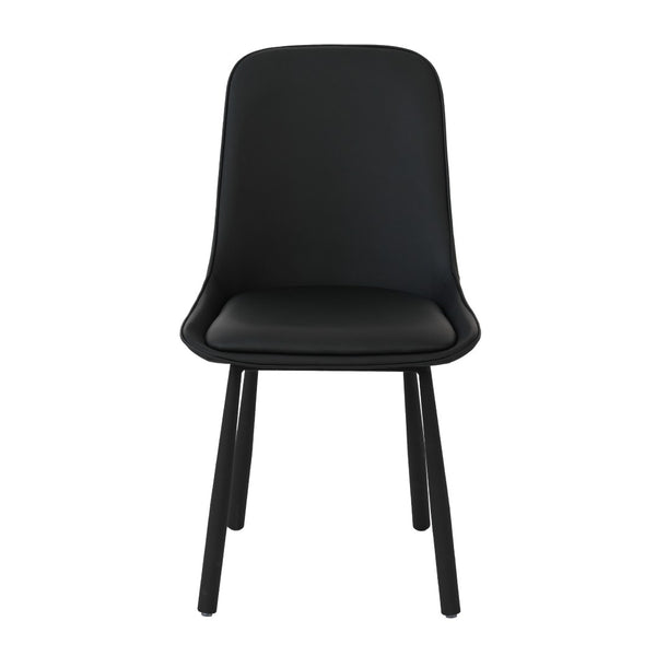 English Elm Modern Nordic Faux Leather Upholstered Dining Chairs Iron Legs Kitchen Set of 2 Black W1535P460712