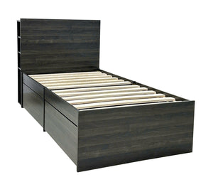 English Elm Robin Twin Storage Bed Dark Gray with 4 Extra-Deep Drawers, Sturdy Wood Frame, Slatted Platform, Adjustable Headboard Shelves B040S00132
