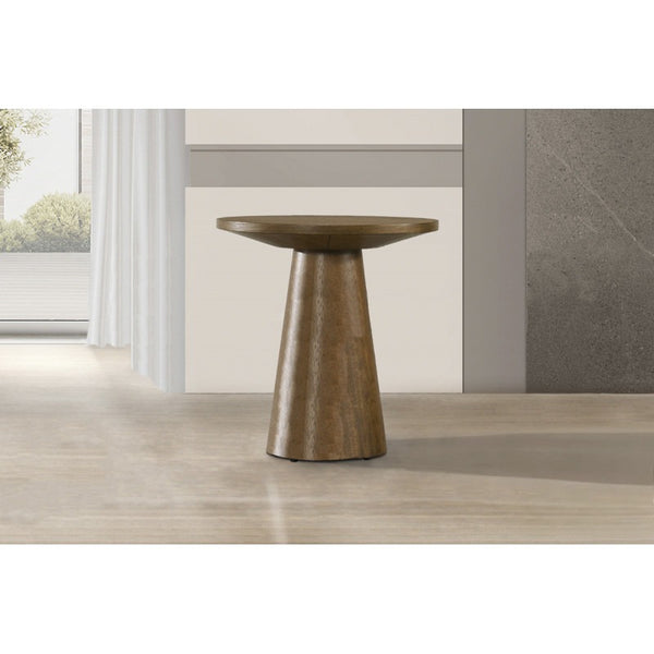 English Elm 20 Sculptural Round Console Table with Beveled Top and Sturdy Pedestal Base for Modern Spaces Walnut 13.5 L x 13.5 W x 22 H B011S01872