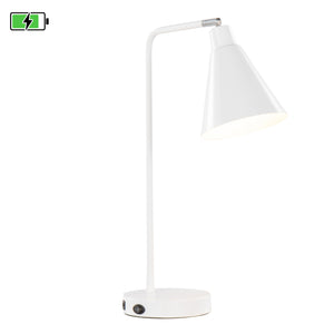 English Elm Pix 19" Contemporary Metal Task Lamp Glossy White with Chrome Accent & Built-In USB Port — Modern Desk Lighting B202P224225