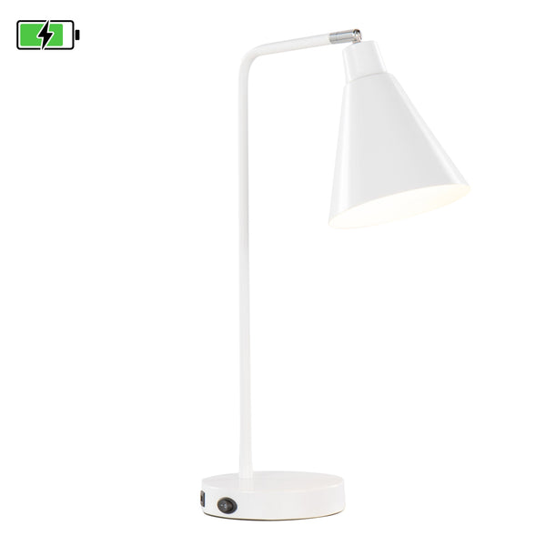 English Elm Pix 19" Contemporary Metal Task Lamp Glossy White with Chrome Accent & Built-In USB Port — Modern Desk Lighting B202P224225