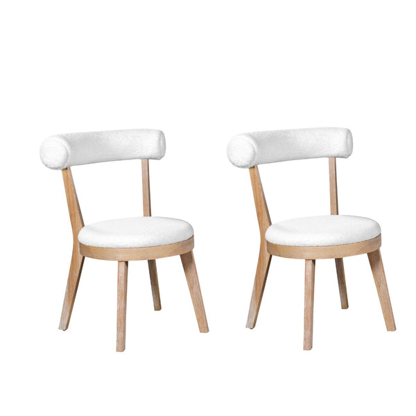 English Elm Set Of 2 Modern Upholstered Dining Chairs - Beige Fabric, Rubberwood Frame, Stylish & Durable Design N842P315190N-GIGA