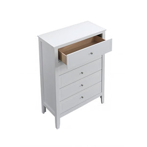 English Elm Daniel Assembled 5-Drawer Chest with English Dovetail Drawers, Metal Hardware & Solid Wood Frame White 51 L x 34 W x 18 H B078P400747