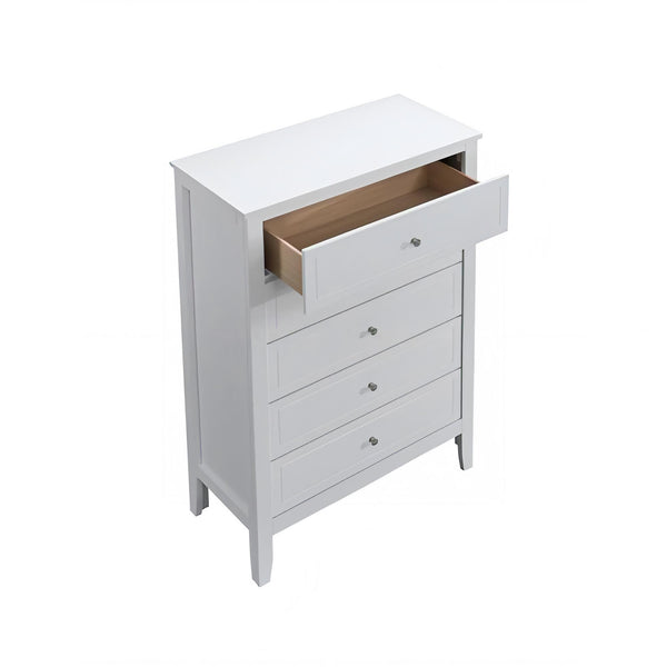 English Elm Daniel Assembled 5-Drawer Chest with English Dovetail Drawers, Metal Hardware & Solid Wood Frame White 51 L x 34 W x 18 H B078P400747