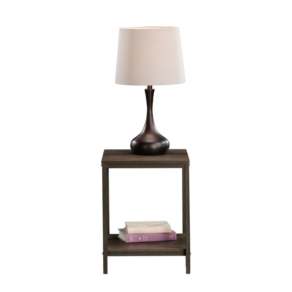 English Elm Side Table - Stylish Brown Finish, Compact Design With Sturdy Metal Frame For Versatile Storage & Display B356P367922-GIGA
