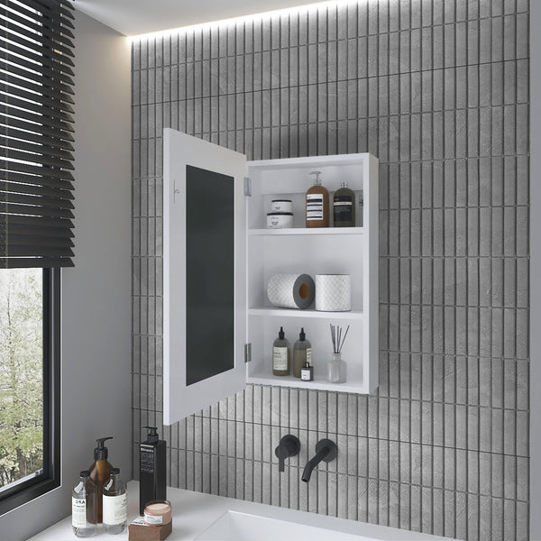 English Elm Medicine Cabinet Sanford White Mirrored Door 3 Shelves Compact Engineered Wood Modern Storage B092P238732