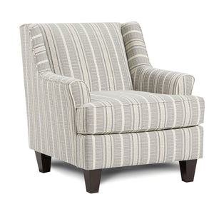 English Elm Stripe Modern Upholstered Chair with Round Track Arms, Welt Cord Trim & Tapered Wood Feet, Compact Comfort B2741P376932