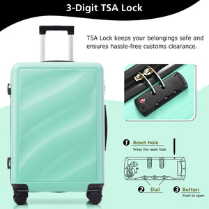 English Elm Luggage Set Three Piece Hard Shell Abs Suitcases with Spinner Wheels Tsa Lock Travel Green N730P304620F