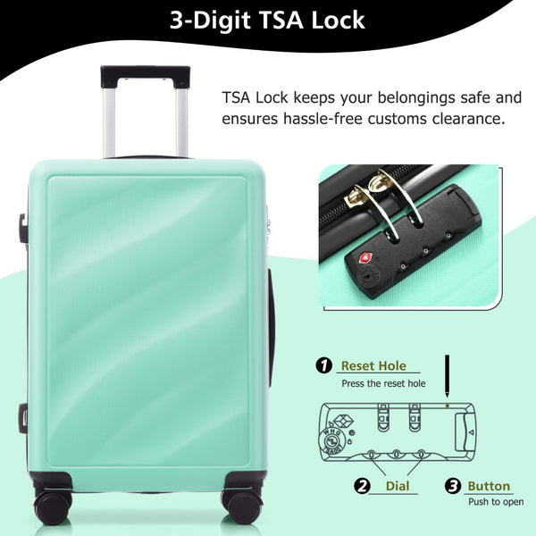English Elm Luggage Set Three Piece Hard Shell Abs Suitcases with Spinner Wheels Tsa Lock Travel Green N730P304620F
