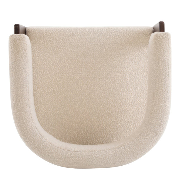 English Elm Christopher Knight Home® - Modern Boucle Upholstered Accent Armchair with Barrel Back, Walnut Legs, Plush Texture for Living Room Comfort Beige,Walnut 29.5 L x 25.5 W x 14.5 H N776P205886B