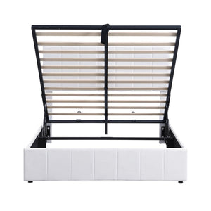 English Elm Full Size Linen Upholstered Platform Bed with Hydraulic Lift Storage and Foam Headboard N708P201551K